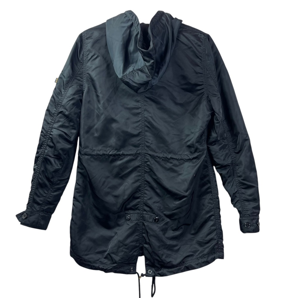 Alpha Industries Flight Jacket Womens XS Black Utility Nylon Parka Military - Picture 2 of 11
